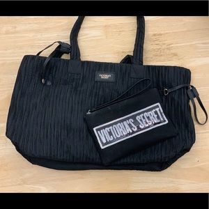 Victoria’s Secret PINK Black Tote, And Makeup bag!